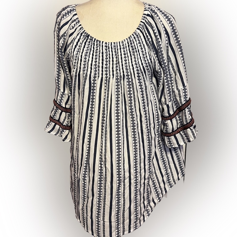 NWOT Studio West Rayon Stripped Tunic Blouse S